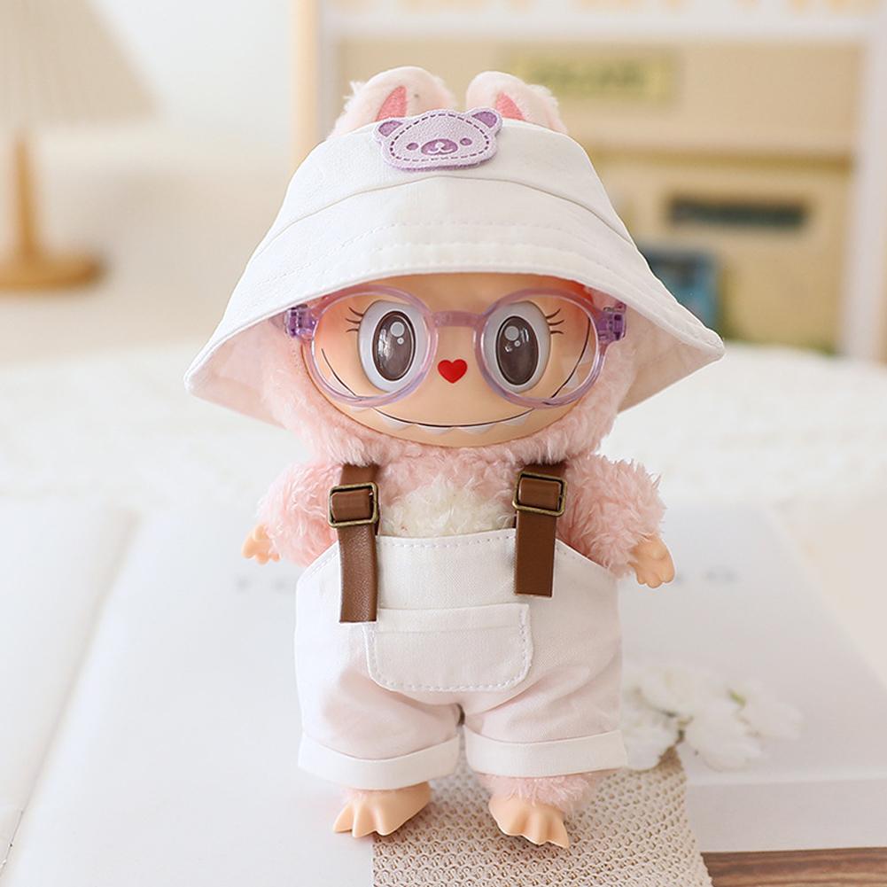 For 17cm Doll Clothes Fashion Bucket Hat Overalls Doll Clothes Color Match Hoodies Dolls Accessories Cute Decoration Little Clothes