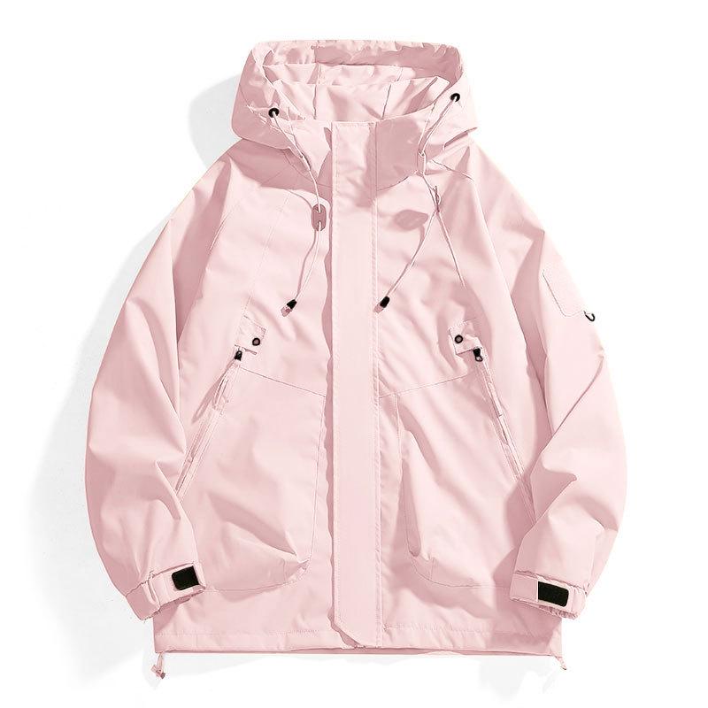 Herren Windbreaker im amerikanischen Stil: Frühlings-/Herbst-Outdoor-Jacke für Paare, lockere Passform, winddicht, wasserdicht, zum Bergsteigen geeignet.