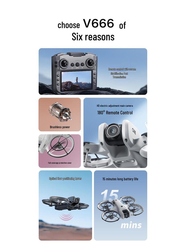 Drone V666 com Tela: 8K HD, Sem Escovas, Desvio de Obstáculos, Fotografia Aérea, Brinquedo de Controle Remoto.