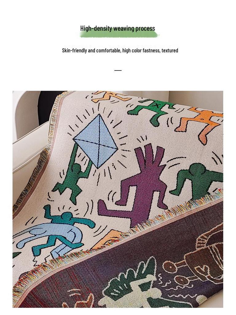 American Graffiti Cartoon Tapestry: Decorative Throw Blanket for Sofa or Office