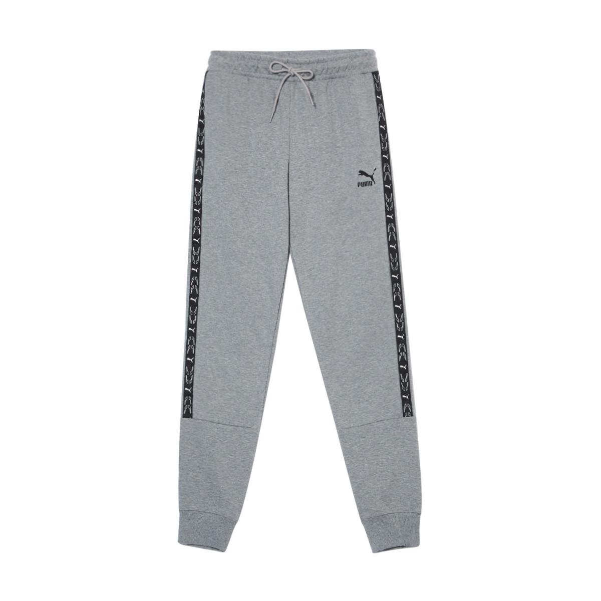 

Puma Retro Brand Logo Print Mid-Rise Drawstring Cuffed Knit Joggers Men Joggers Gray 536651-03 M
