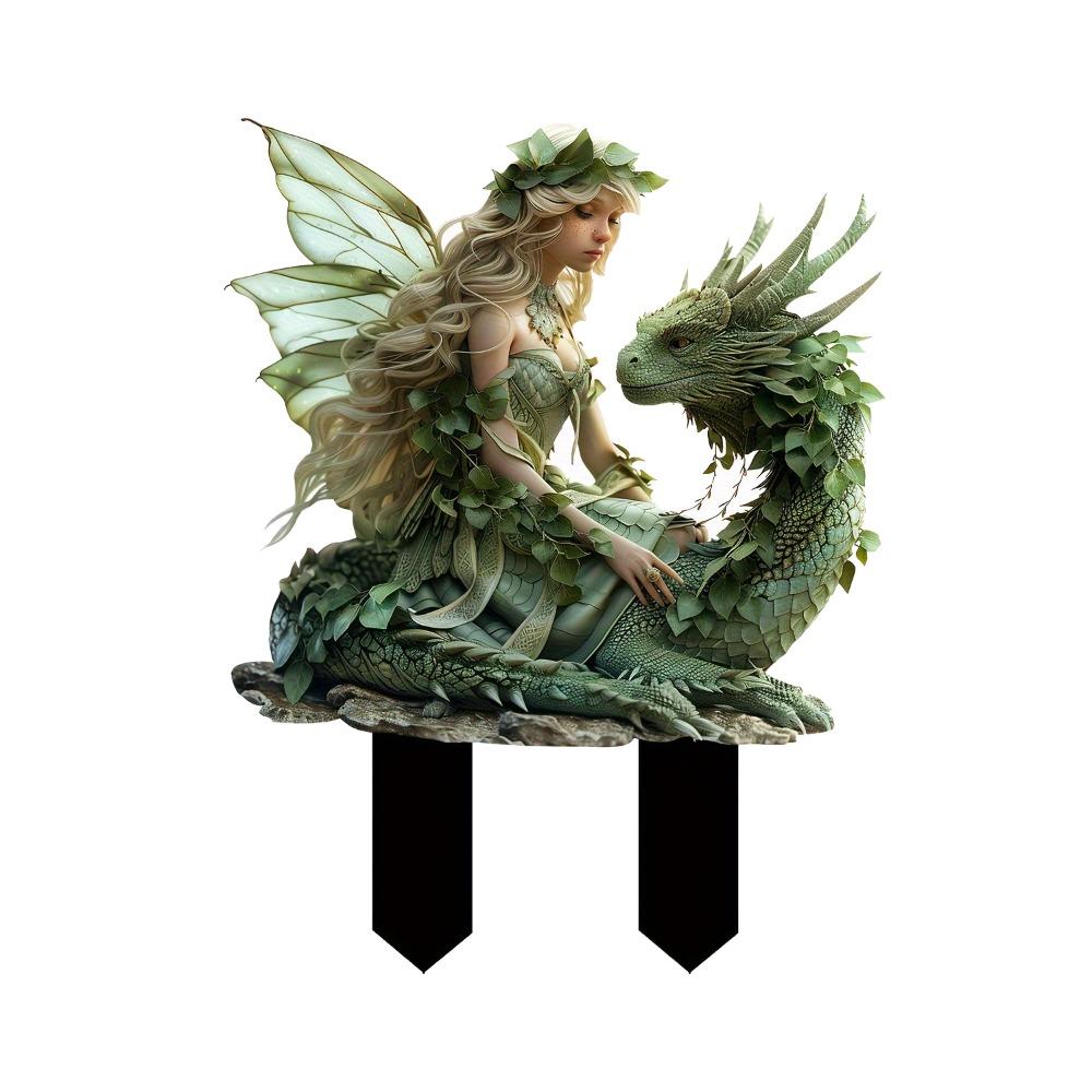 Acrylic Fairy Mini Figurine Cute Artificial Flower Fairy Statue Sculptures Creative Waterproof Garden Floor Plugs Yard