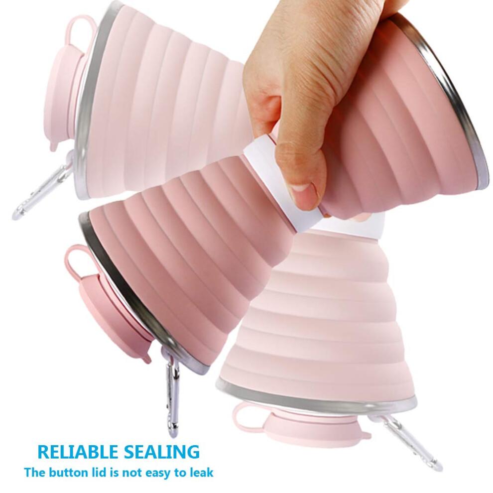 Collapsible Water Bottle  Camping Cup With Carabiner  Reuseable Silicone Foldable Leak Proof Portable Sports Travel Water Bottles For Outdoor  Travel