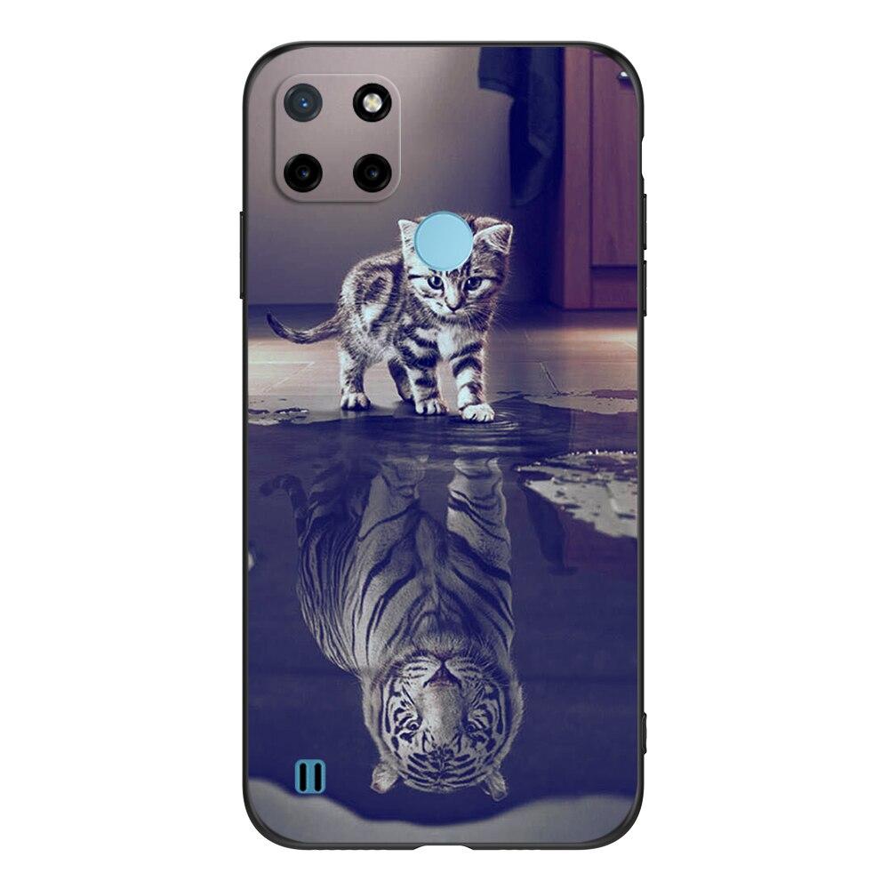 

Чехол для Realme C21Y C25Y для OPPO Realme C21Y C25Y 4G, мягкий чехол RMX3261, чехол 6,5 дюйма, черный чехол из ТПУ, лев, волк, тигр, дракон Realme C25Y