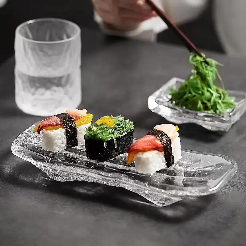 Japanese Glass Sashimi Board, Ice River Sushi, Kitchen Dishes, Tableware, Dinner, Cake, Restaurant, Bar, Family Garden