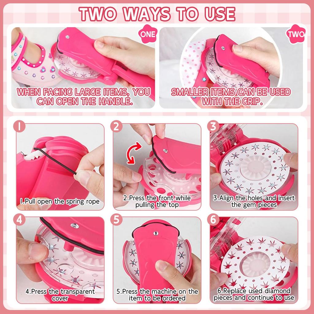 Girls' Hair Accessories, Kids' Hair Jewel Stamper, Bling Hair Styling Tool, Hair Dazzler Kit with 180 Gems, Styling Tool for Braids, Shoes, Bags, and