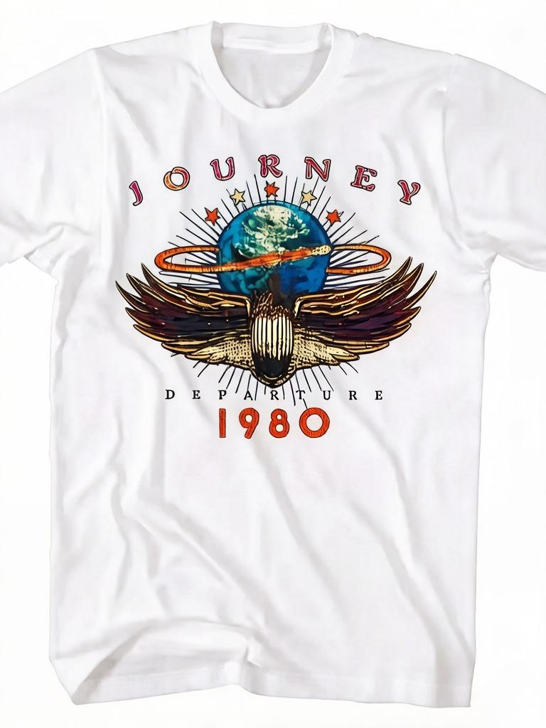 

Unisexs Vintage s Retro Rock Band TShirt Black Short Sleeve Tee with Band Unknown Journey Print 4XL