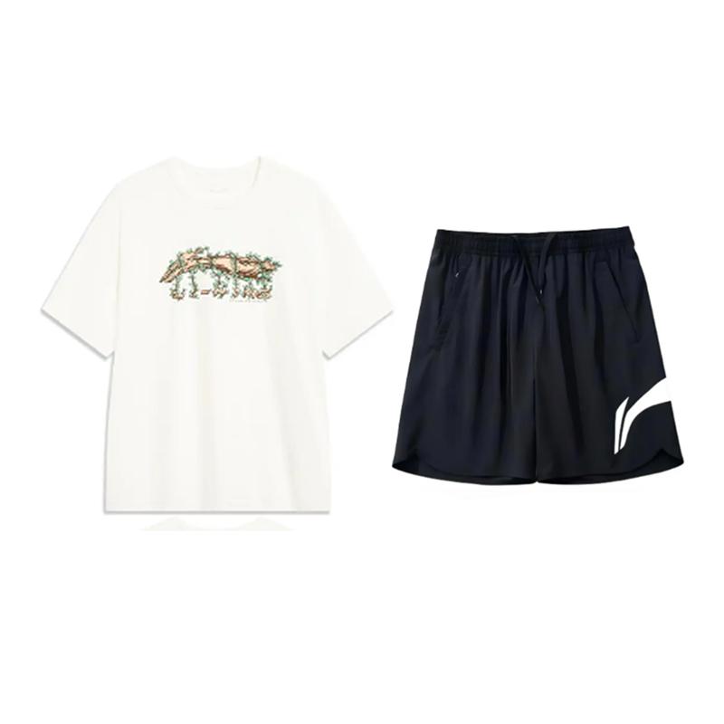 

Li Ning Модный Удобный Пуловер с Круглым Вырезом Простой Модный Универсальный Повседневный Спортивный Костюм Унисекс AHSU973-1+YKSV197-2 XXL