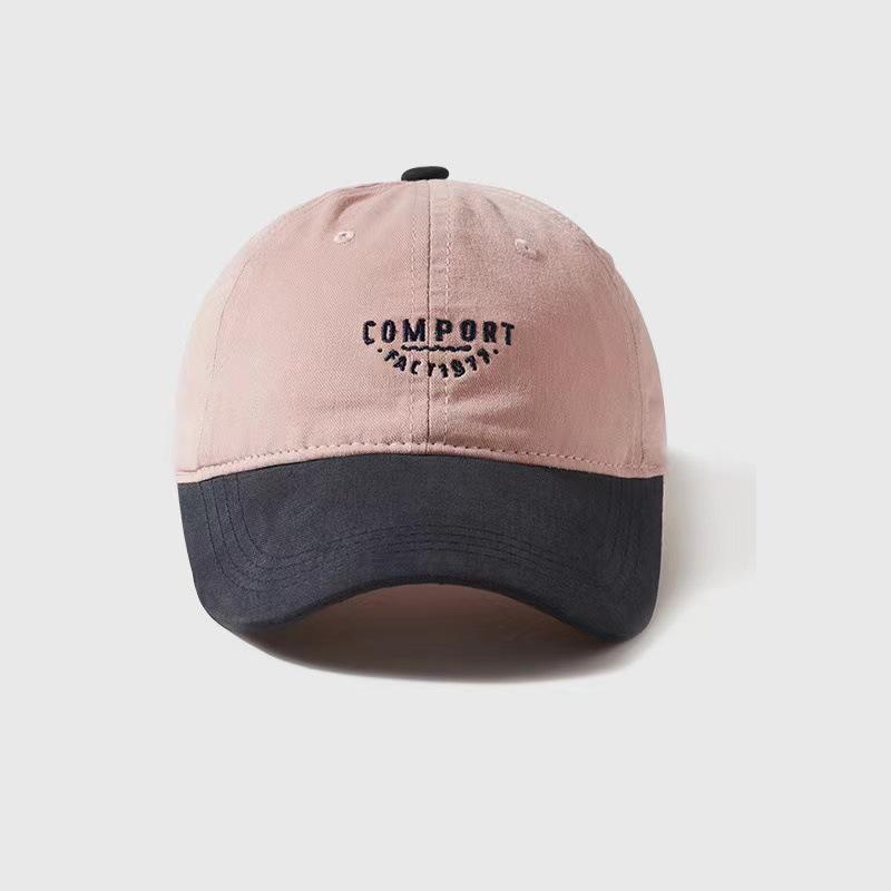 Retro Street Kontrast Bestickte Buchstaben Baseballkappe Damen Großer Kopfumfang Zeigt Gesicht Klein Entenkappe Sonnenschutz