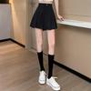 Women's High Waist Pleated A-Line Wide-Leg Shorts - Large Size, Black, Summer Versatile Skirt-Style Pants