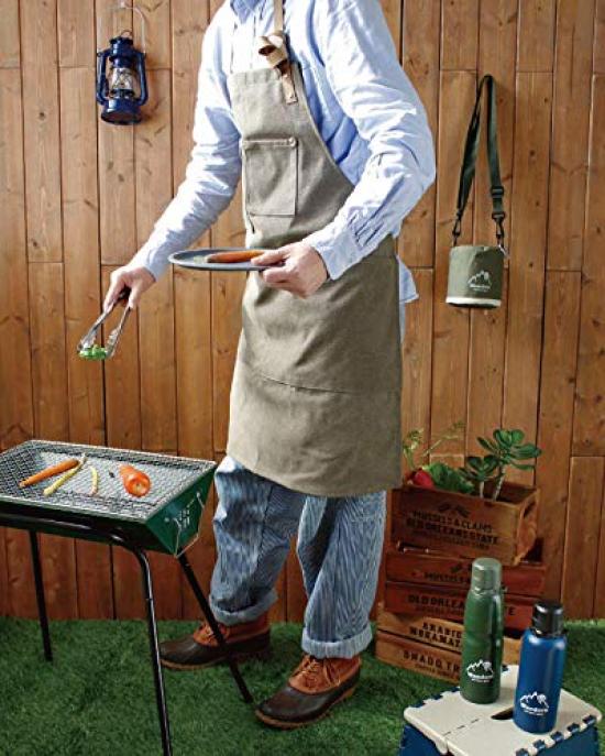 Maruwa Trading Canvas Apron Gray W67 D80 H0 Size Approx. 4008703-01