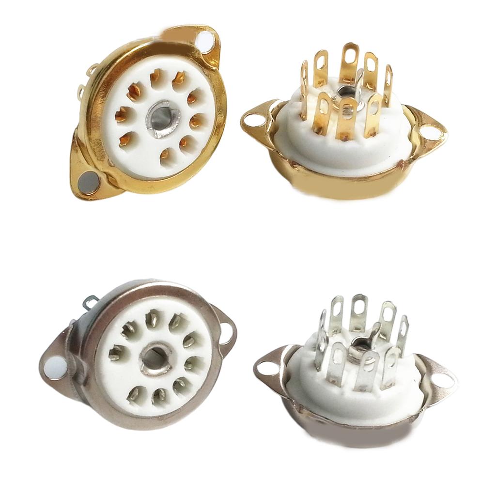 GZC9-C-1/GZC9-C-1-G Ceramic Tube Socket 9PIN Connector for 12AX7,12AT7,12AU7,ECC83,ECC82,E88CC 6922 forAudio Enthusiasts