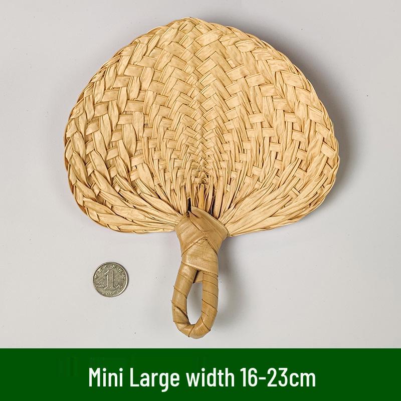 Liangshun Handmade Large Cattail Palm Leaf Fan with Curved Handle