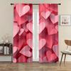 2pcs Pink 3D Heart-shaped Curtains   Immersed In Romantic Style   Bedroom and Living Room   Decorative with Drawbar Pockets