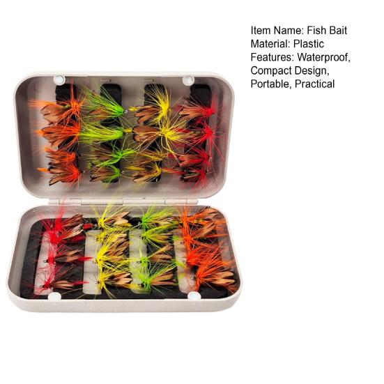 32Pcs Artificial Insect Fishing Baits with Storage Box Sharp Hook Design Waterproof Design Insect Fishing Lures Hard Baits