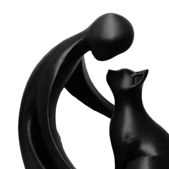 Minimalist Abstract Human And Cat Figurine Modern Decorative Men Women Cat Statue for Home Office Table Shelf Desk Entryway Decor
