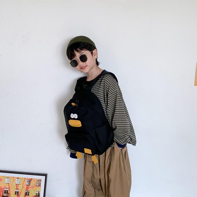 Adorable Cartoon Duck Kindergarten Backpack Large Capacity For Kids Boys Girls Breathable Canvas