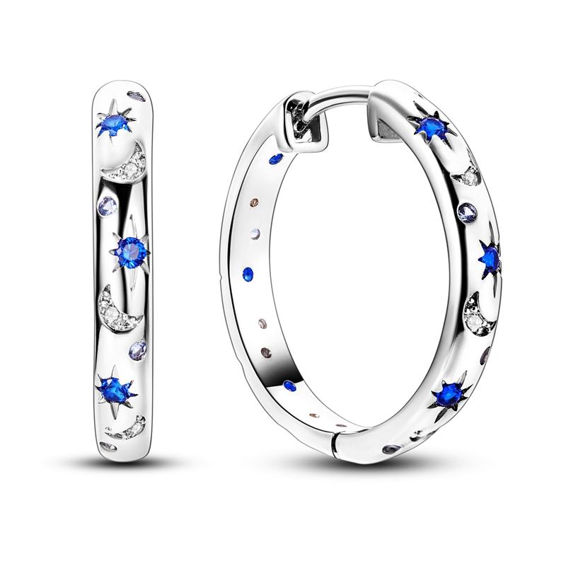 Original 925 Sterling Silver Hoops Earrings For Women Vintage Sun Moon Starlight Snake Bone Earrings Wedding Party Jewelry Gift