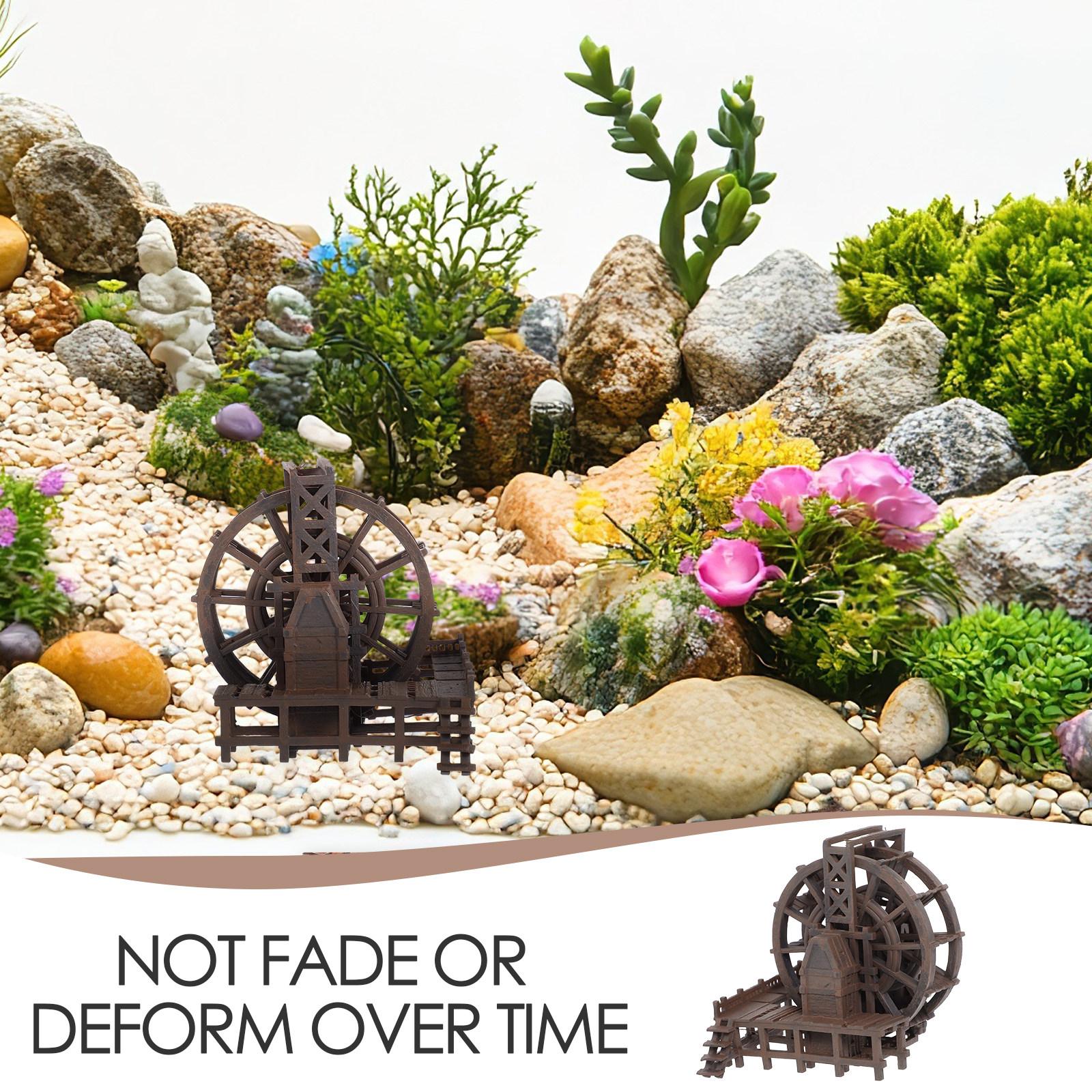 

Windmill Water Fountain Fish Tank Landscape Decoration Aquarium Water Wheel Tabletop Waterfall Ornament Micro Landscape Home 4X3.5X3.5CM