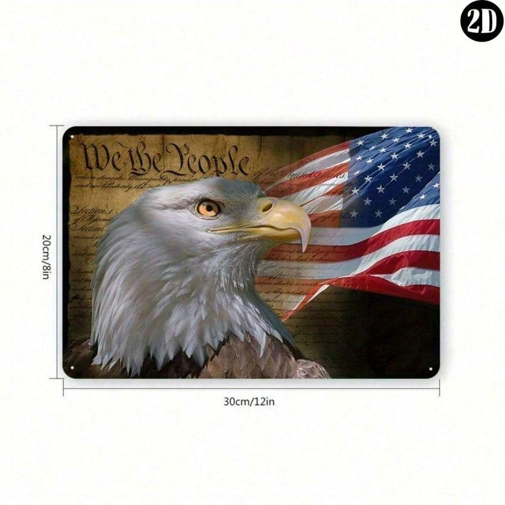 Metal Poster Eagle USA Flag Patriotic Wall Art Office Gift 20x30 cm