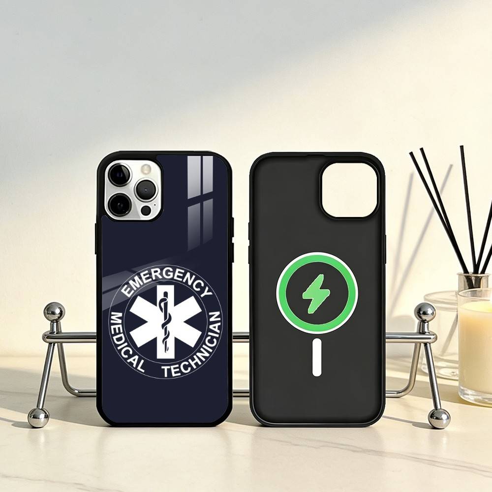 EMT EMS Ambulance LOGO Phone Case For iPhone17,16,15,14,13,12,11 Plus,Pro Max Magnetic For Magsafe Wireless Charging
