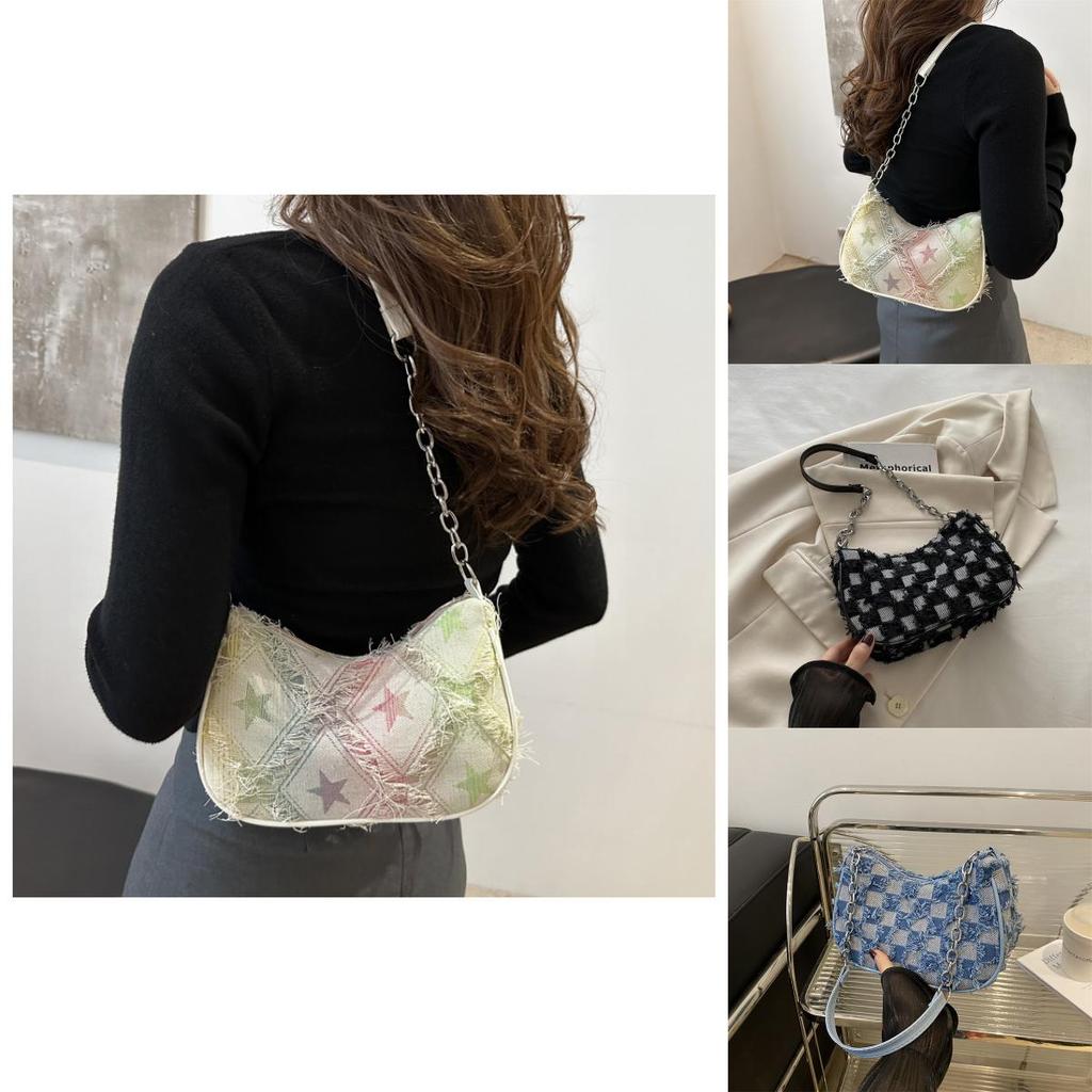 Eye-catching Crescent Crossbody Bag Soft Canvas Shoulder Bag For Casual Outings
