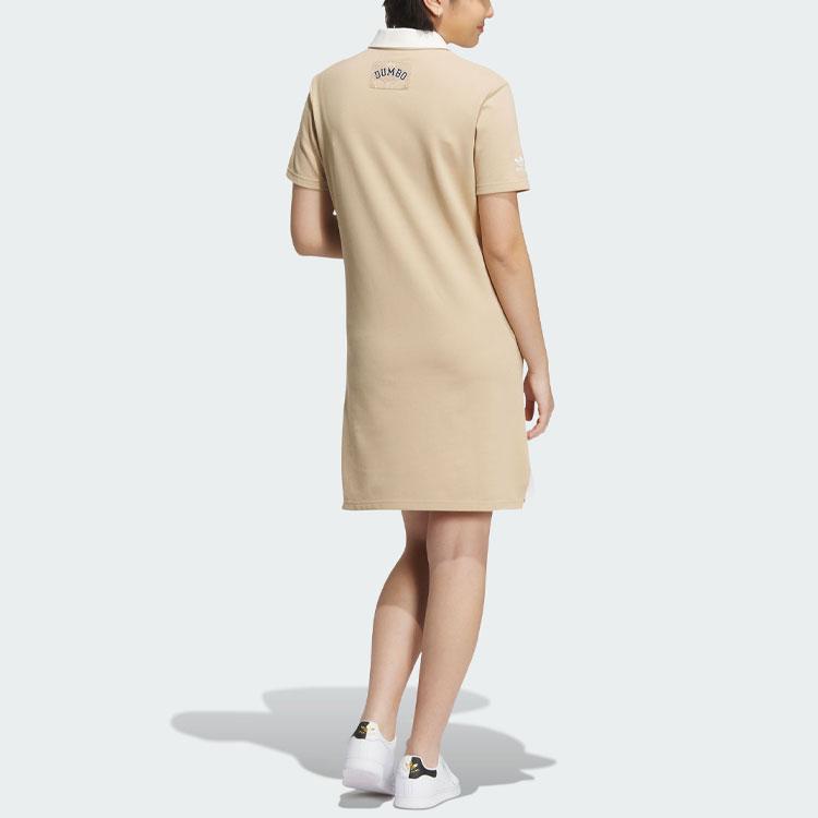 Adidas Originals X Disney Dumbo Sportswear Logo Cartoon Print Polo Dress Women Dress Magic-Light-Brown IN1058