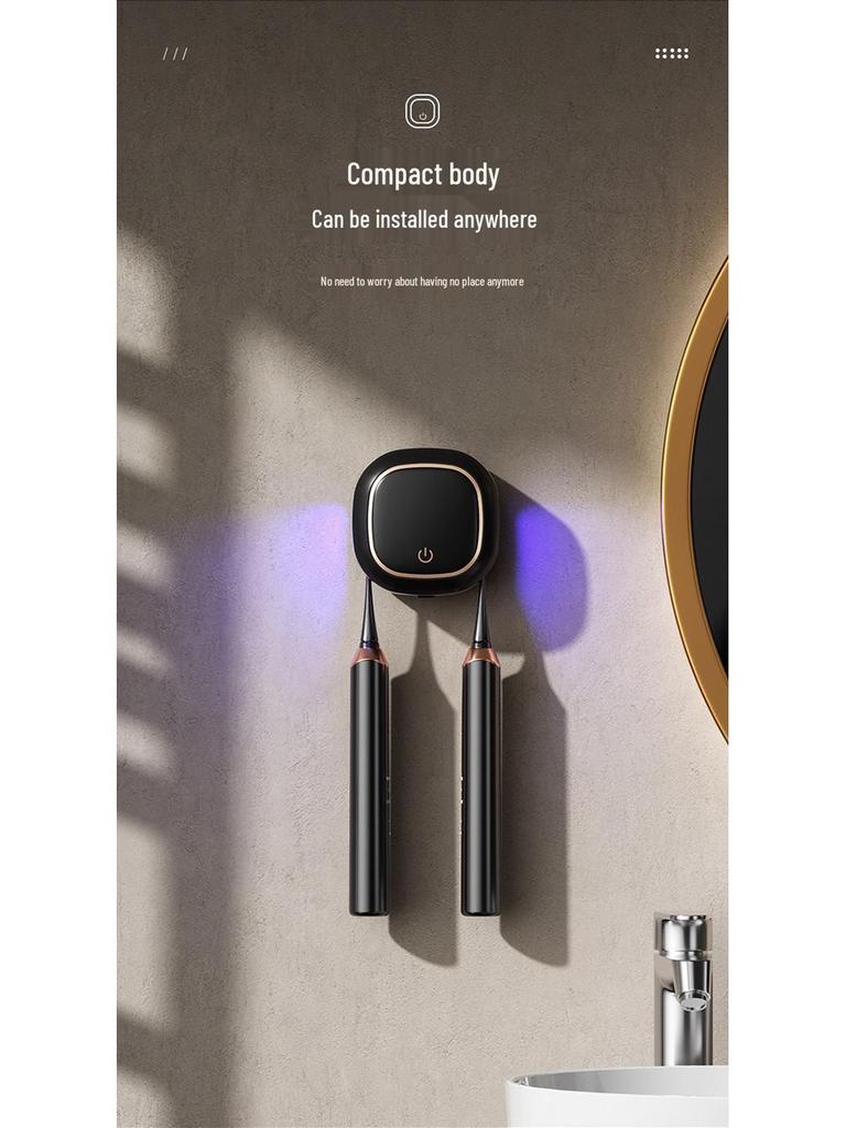 Luxury Minimalist Wall-Mounted UV Sterilizing & Drying Travel Toothbrush Holder