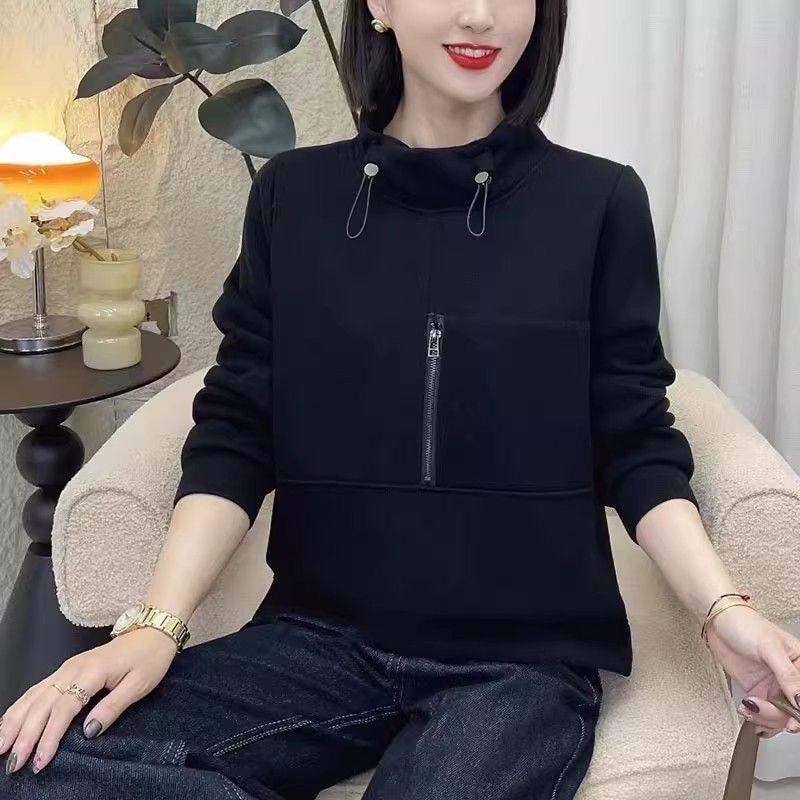 Autumn 2025 Women's Loose Korean Style Hoodie Pullover, Long Sleeve Casual College Style Top, Slimming Fit.