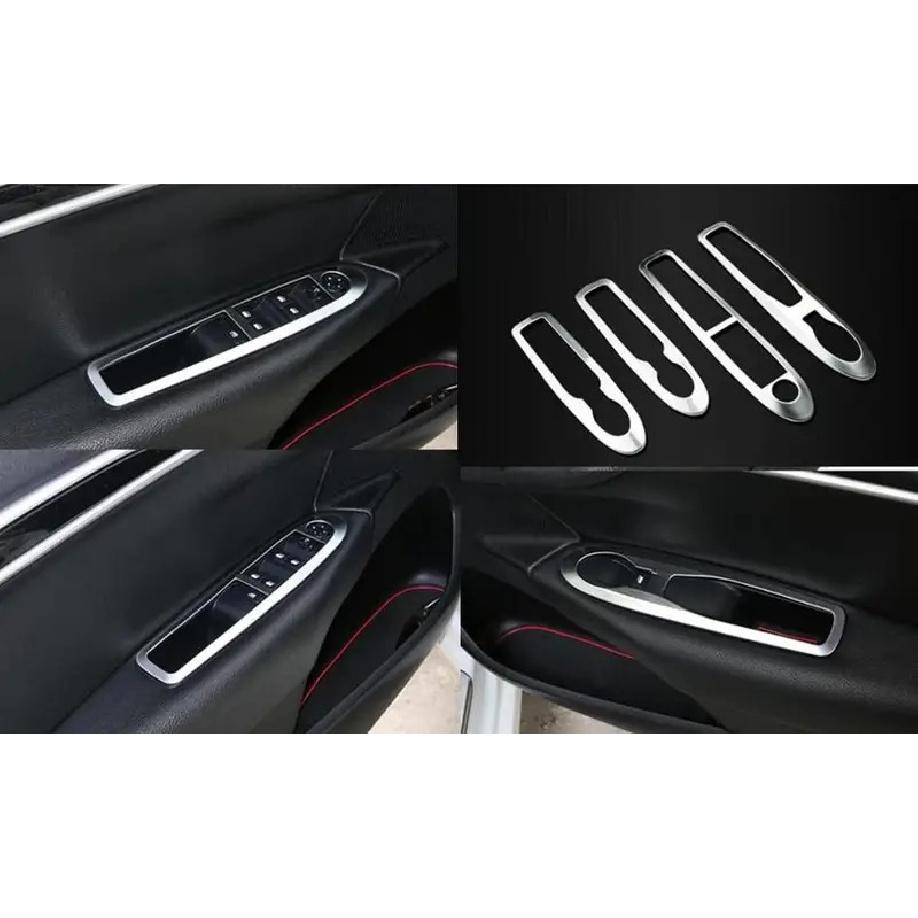 Painel de Acabamento da Tampa do Interruptor da Janela da Porta Interior em ABS Cromado 4 Peças/Conjunto Para Citroen C4 C4L 2012 2013 2014