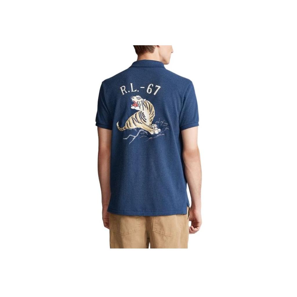 Polo Ralph Lauren Tiger Brodert Pullover Kort Ermet Poloskjorte Herre poloskjorter Marineblå 710798087-001