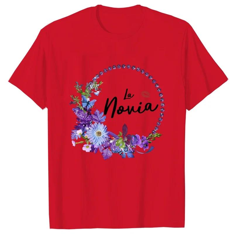 Spanish Team Bride Squad T-shirt Bachelorette Party Tshirt Bridal Wedding Future Bride To Be Tees Flowers Short Sleeved Tops