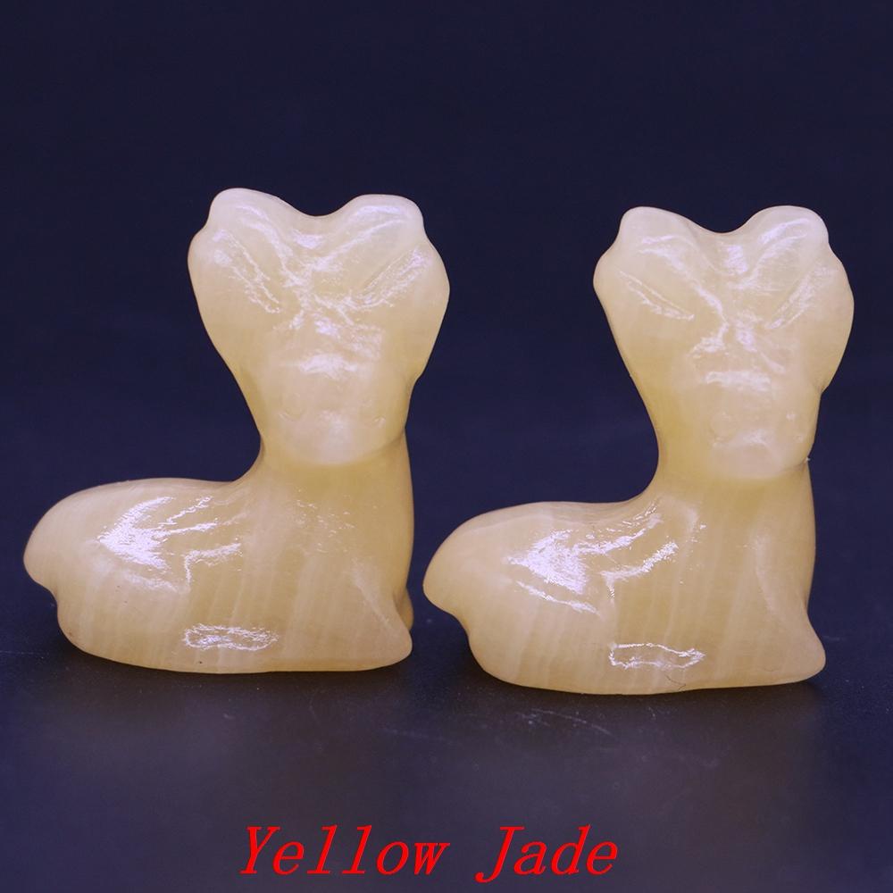 Deer Statue Natural Stone Carved Crystal Reiki Healing Animal Figurines Gemstone Crafts Home Gem Decoration Gifts  1.2"