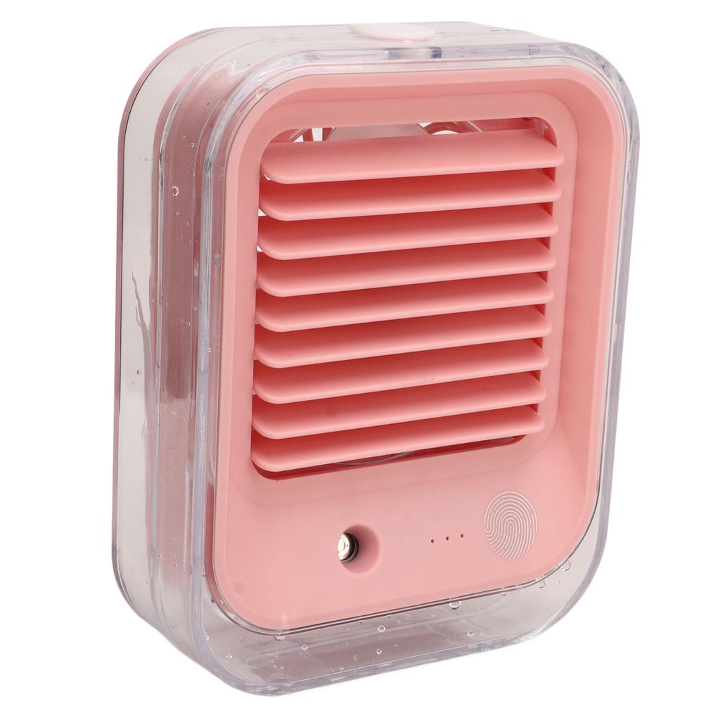 Desktop Fan Pink Low Noise Rechargeable Mini Portable Water Spray Fan with LED Light
