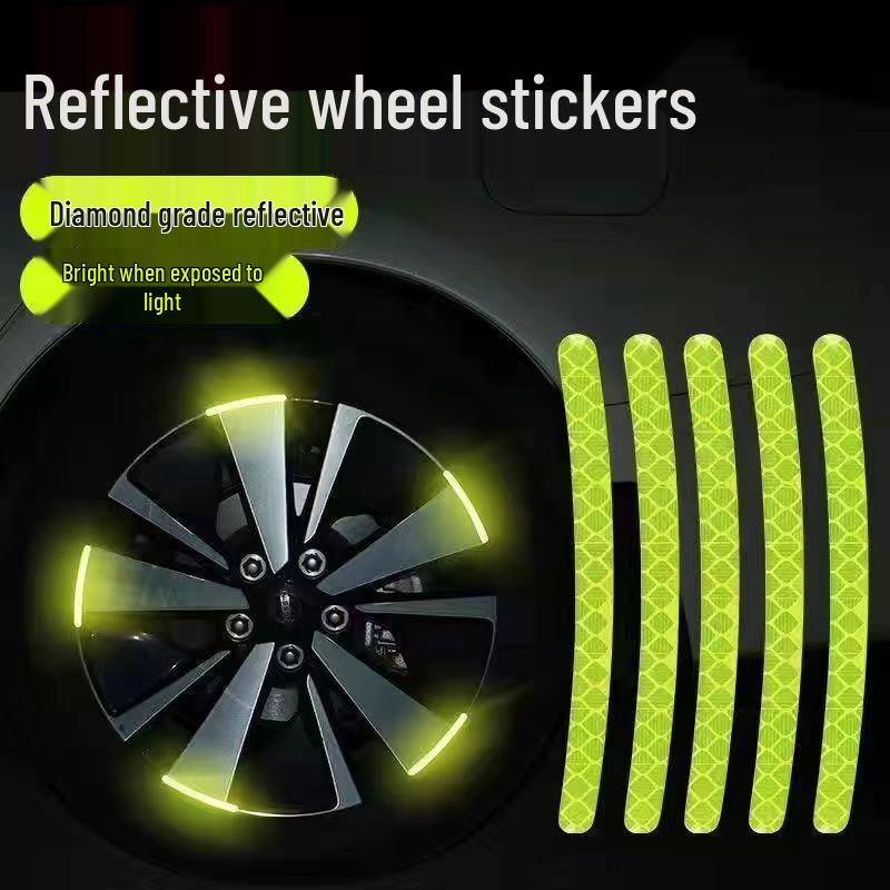 Adesivos Refletivos Anti-Arranhões para Cubo de Roda de Carro - Kit de Modificação de Pneus