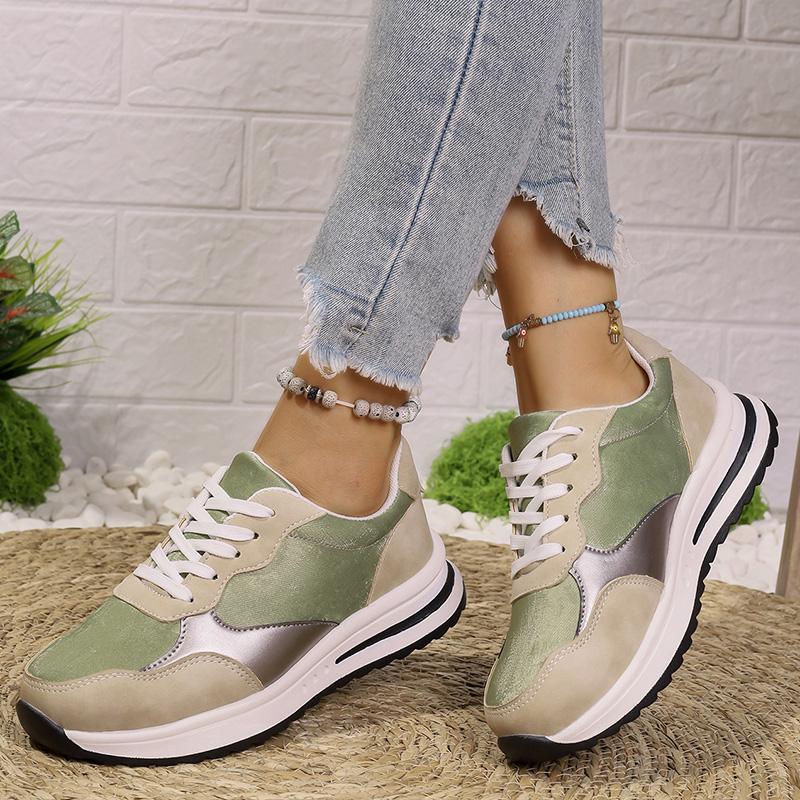 Fashion 2025 Women's Sneakers Mix Color Platform Sports Shoes Women Comfortable Lace-Up Causla Shoes Woman Fashion Non Slip Tennis Shoes