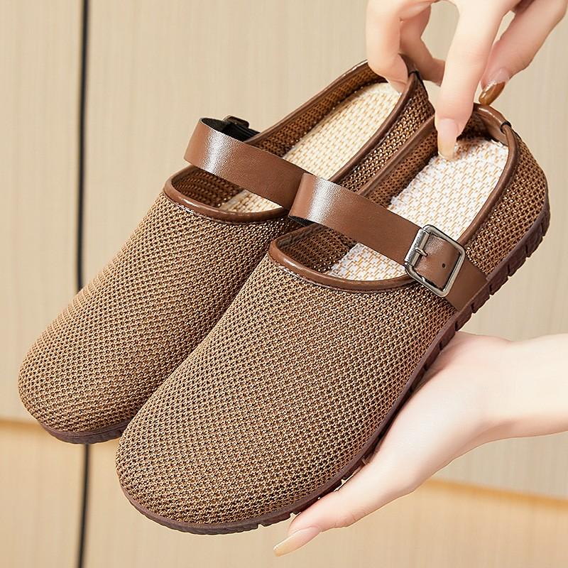 Retro Soft-soled Sandals For Women, Slippers For Outdoor Use, Casual Mesh, Bread-toed Half-slippers