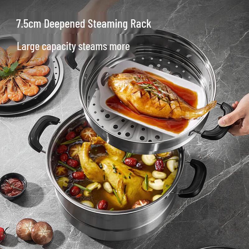 MAXCOOK Temperature-Sensing 3-Layer Steamer Pot