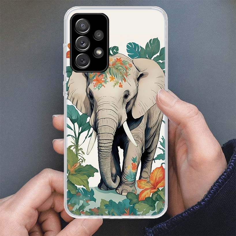 Elephant Mandala Aztec Phone Case For Samsung Galaxy A17 A16 A56 A15 A55 A14 A54 A13 A53 A36 A35 A34 A33 A26 A25 A24 A23 A05S A0