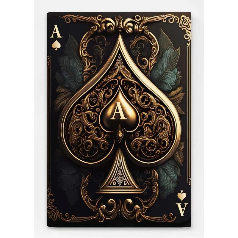 Playing Cards Canvas Painting Fire Skull Card Poster Print Poker for Living Room Wall Art Home Decor