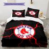 Boston Red Sox Pattern Bedding Quilt Set  Home Decoration  Gift (1 * Duvet Cover + 2 * Pillowcase  Without Core)