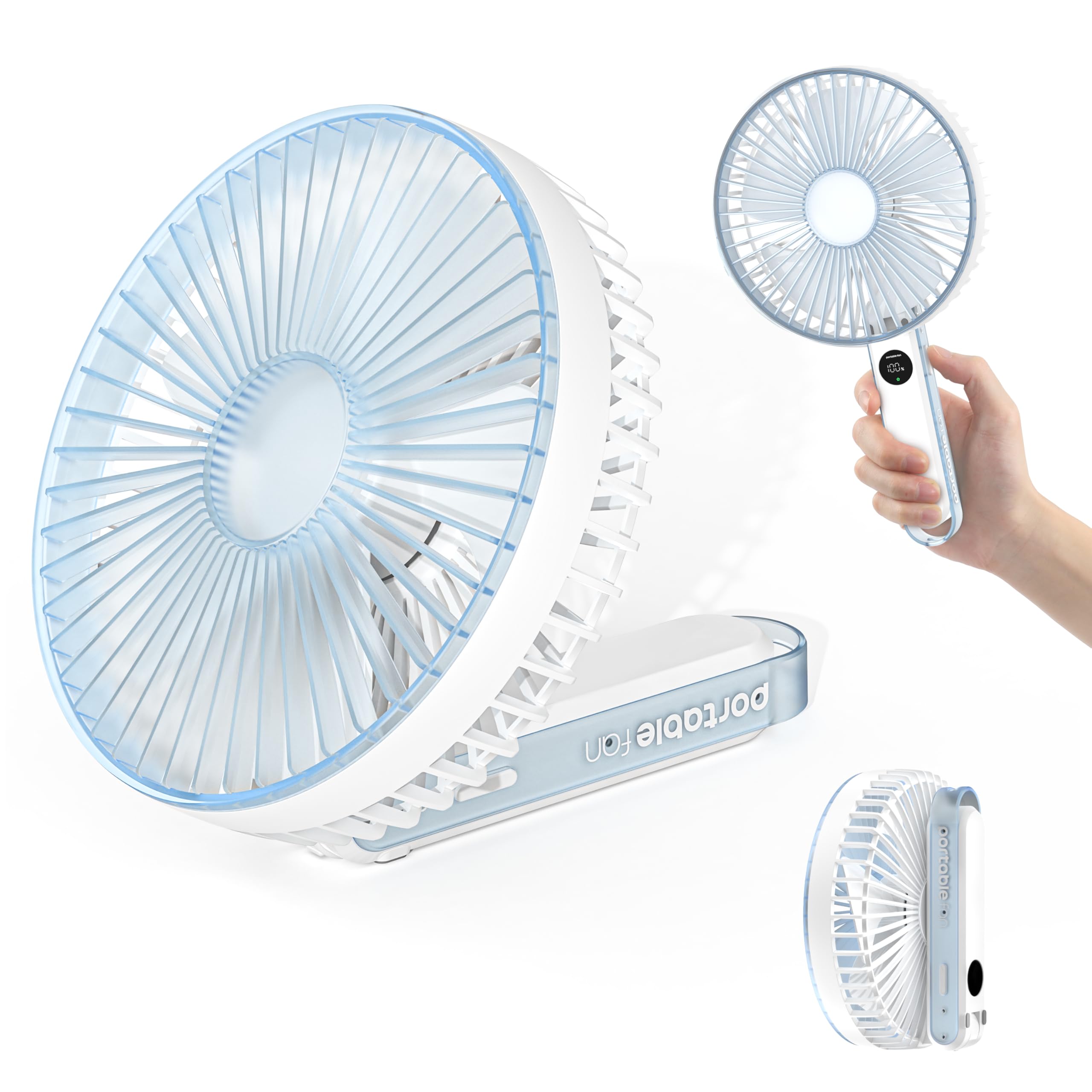 

Compact Tabletop Fan Widest Airflow Portable Fan Compatible with Handheld Slim Angle 4 Airflow 6000mAh Rechargeable Mini Fan for and Heatstroke білий
