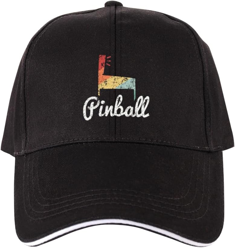Retro Pinball Machine Graphic Baseball Cap Vintage Style Distressed Adjustable Summer Hat for Men Women