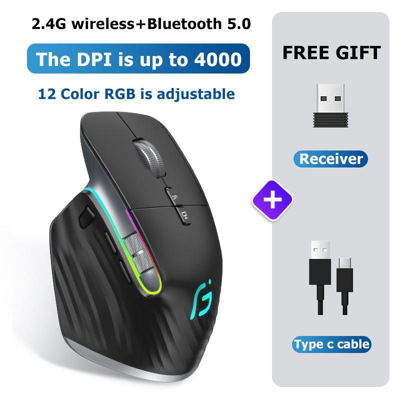 

JOMAA 2.4G беспроводная Bluetooth мышь перезаряжаемая светодиодная RGB игровая мышь для компьютера геймера офиса 4000 точек на дюйм