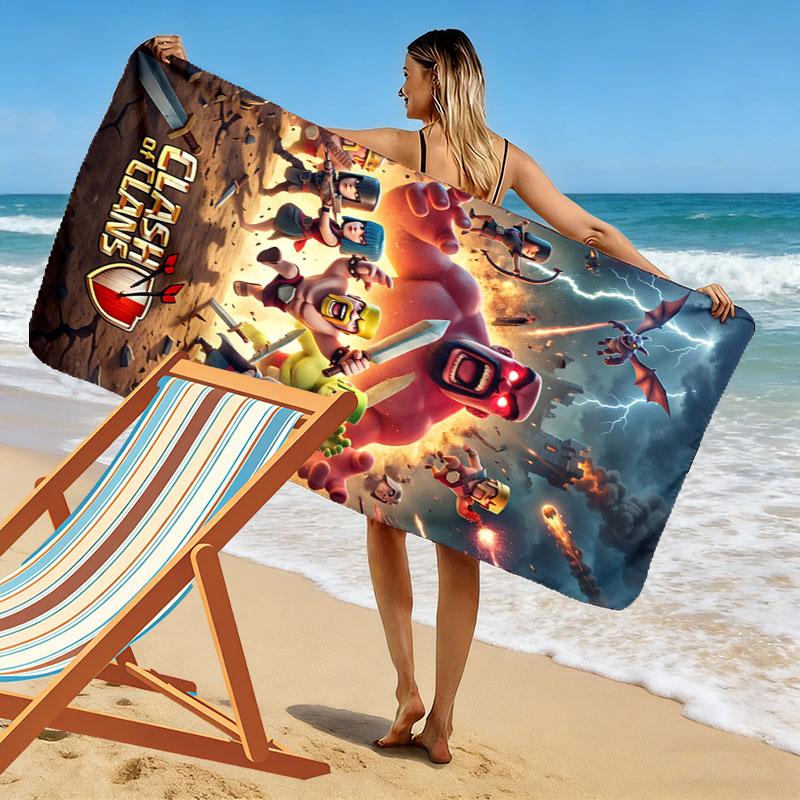 COC Print Beach Towel, Large Soft Quick Dry Towel for Beach Camping Swimming