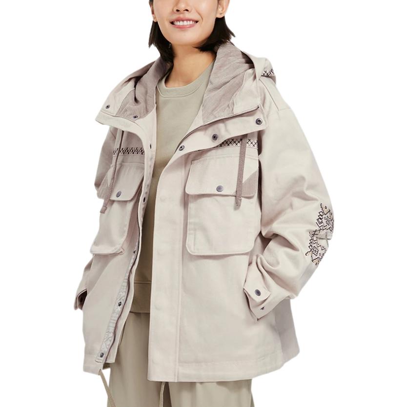 Li Ning China Series Solid Color Logo Embroidered Hooded Drawstring Jacket Unisex Jacket White AFDSB71-1