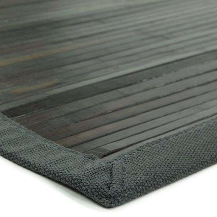 Tapis en bambou larges lattes et ganse gris 120x170