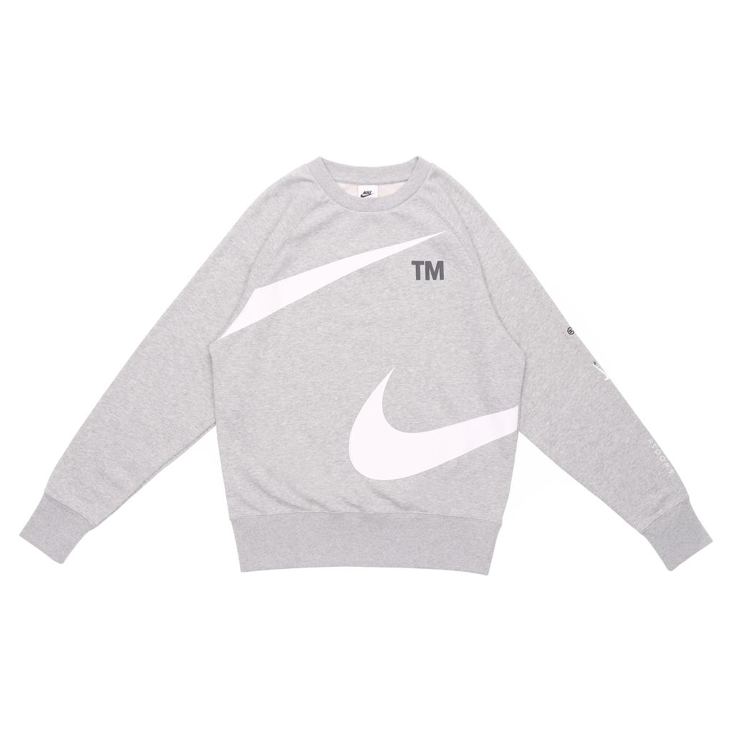 Nike Swoosh Large Logo Print Knit Pullover Sweatshirt Men Tops Grey DD6097-063