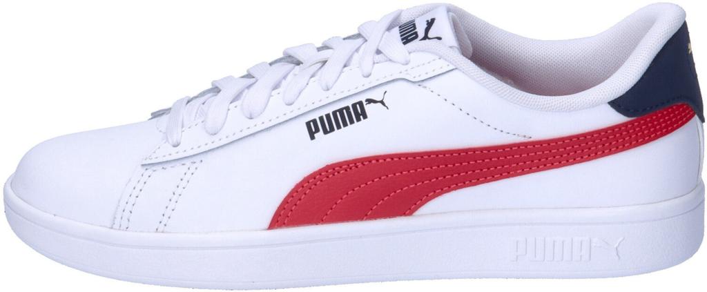 Кроссовки Puma Smash 3.0 L Leather Teenager белый/клубный красный/клубный темно-синий