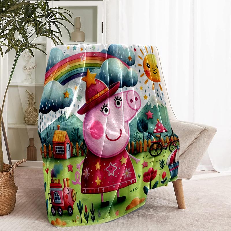 Peppa Pig Print Blanket - Soft & Comfortable, for Bedroom, Travel, Sofa, Home Decoration - Birthday Christmas Gift for Friend